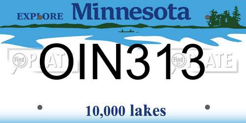 OIN313 Minnesota License Plate