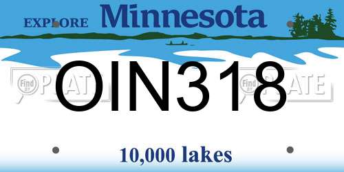 OIN318 Minnesota License Plate