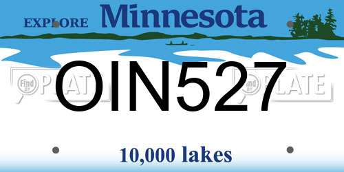 OIN527 Minnesota License Plate