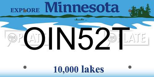 OIN52T Minnesota License Plate