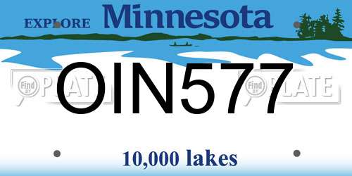 OIN577 Minnesota License Plate