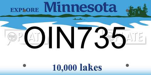 OIN735 Minnesota License Plate
