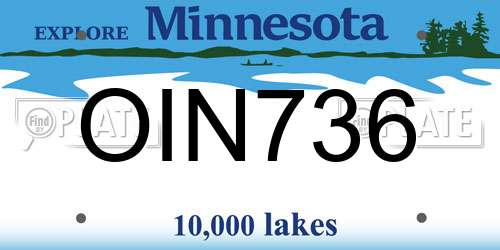 OIN736 Minnesota License Plate