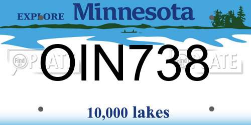 OIN738 Minnesota License Plate