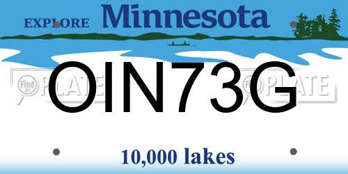 OIN73G Minnesota License Plate