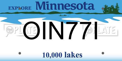 OIN77I Minnesota License Plate