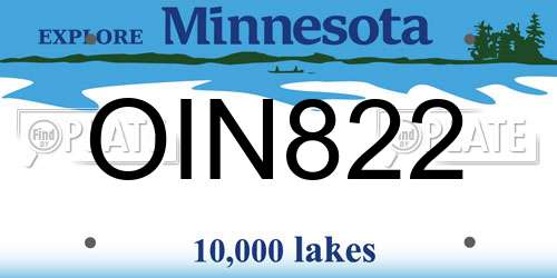 OIN822 Minnesota License Plate