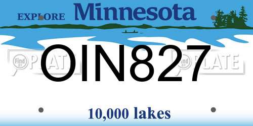 OIN827 Minnesota License Plate