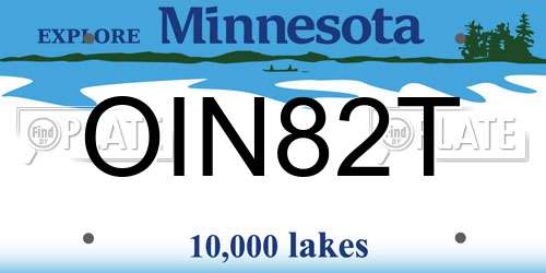 OIN82T Minnesota License Plate