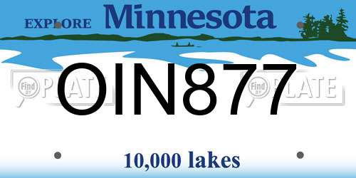 OIN877 Minnesota License Plate