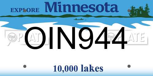 OIN944 Minnesota License Plate