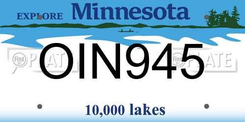 OIN945 Minnesota License Plate