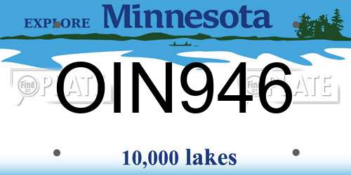 OIN946 Minnesota License Plate