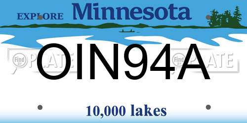 OIN94A Minnesota License Plate