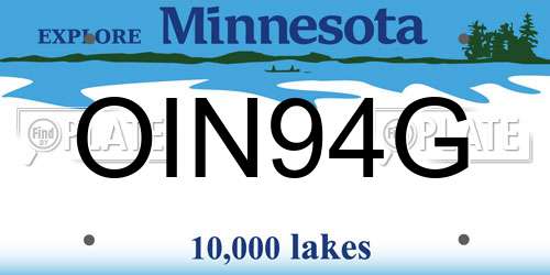 OIN94G Minnesota License Plate