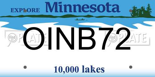 OINB72 Minnesota License Plate
