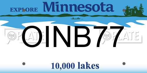 OINB77 Minnesota License Plate