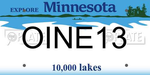 OINE13 Minnesota License Plate