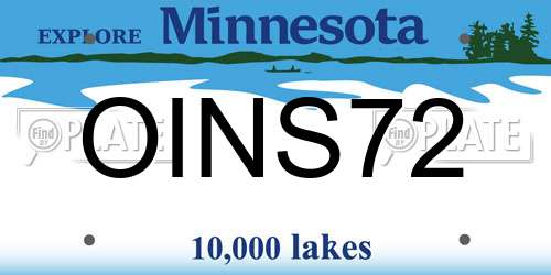 OINS72 Minnesota License Plate