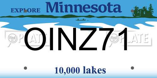 OINZ71 Minnesota License Plate