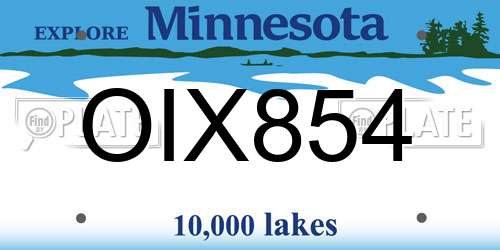 OIX854 Minnesota License Plate