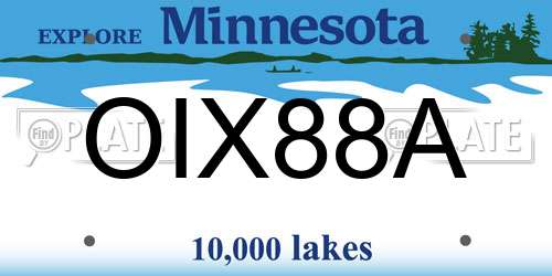 OIX88A Minnesota License Plate
