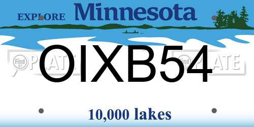 OIXB54 Minnesota License Plate