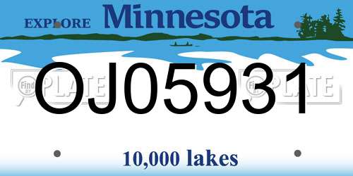 OJ05931 Minnesota License Plate