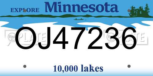 OJ47236 Minnesota License Plate