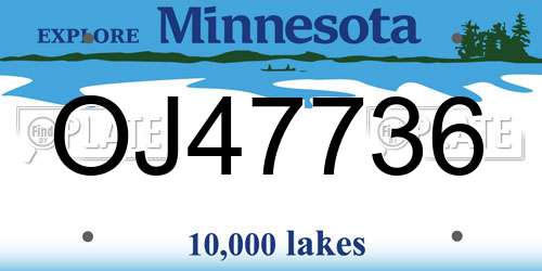 OJ47736 Minnesota License Plate