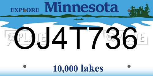 OJ4T736 Minnesota License Plate