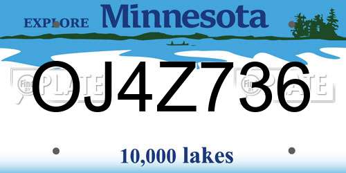 OJ4Z736 Minnesota License Plate