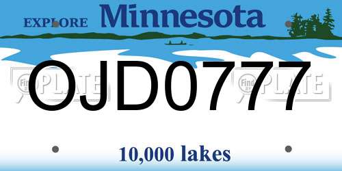 OJD0777 Minnesota License Plate