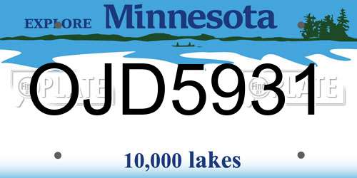 OJD5931 Minnesota License Plate