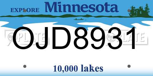 OJD8931 Minnesota License Plate