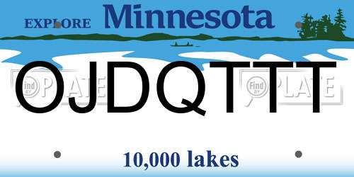OJDQTTT Minnesota License Plate