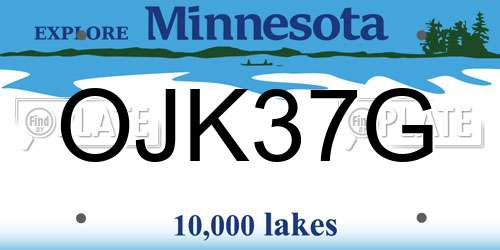 OJK37G Minnesota License Plate