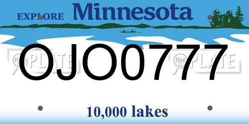 OJO0777 Minnesota License Plate