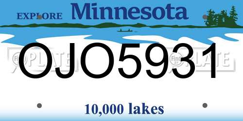 OJO5931 Minnesota License Plate