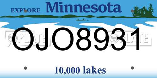OJO8931 Minnesota License Plate