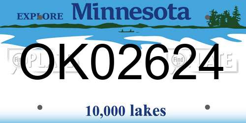 OK02624 Minnesota License Plate