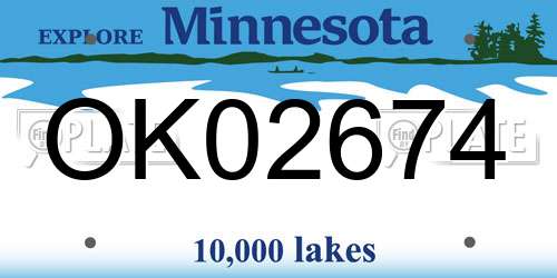 OK02674 Minnesota License Plate