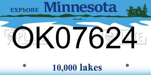 OK07624 Minnesota License Plate