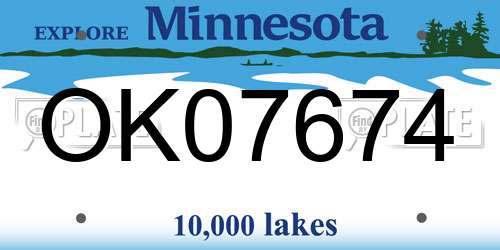 OK07674 Minnesota License Plate
