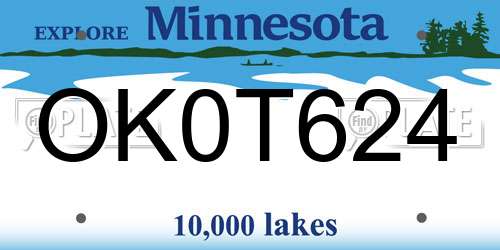 OK0T624 Minnesota License Plate