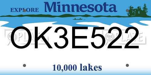 OK3E522 Minnesota License Plate