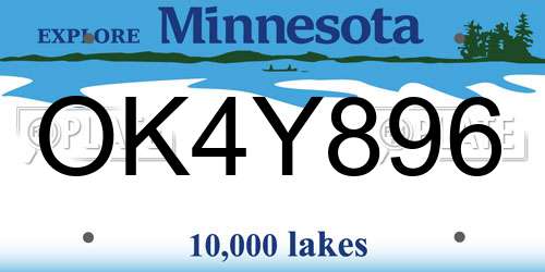 OK4Y896 Minnesota License Plate
