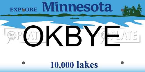 OKBYE Minnesota License Plate