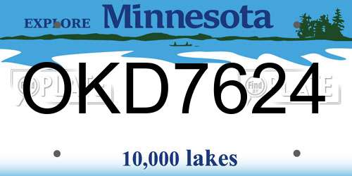 OKD7624 Minnesota License Plate