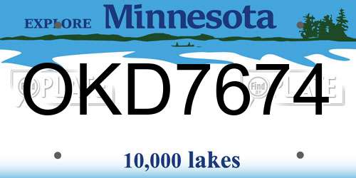 OKD7674 Minnesota License Plate